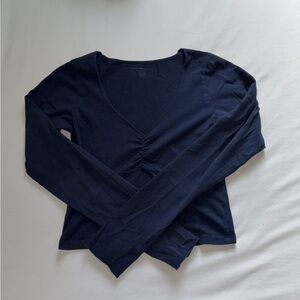 Brandy Melville Deep Blue V-Neck Blouse